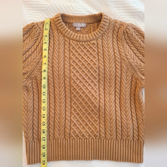 NWOT J. Crew Cable Kint Puff Sleeve Crewneck Sweater - Picture 7 of 7